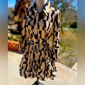 Black and Tan Flare Dress